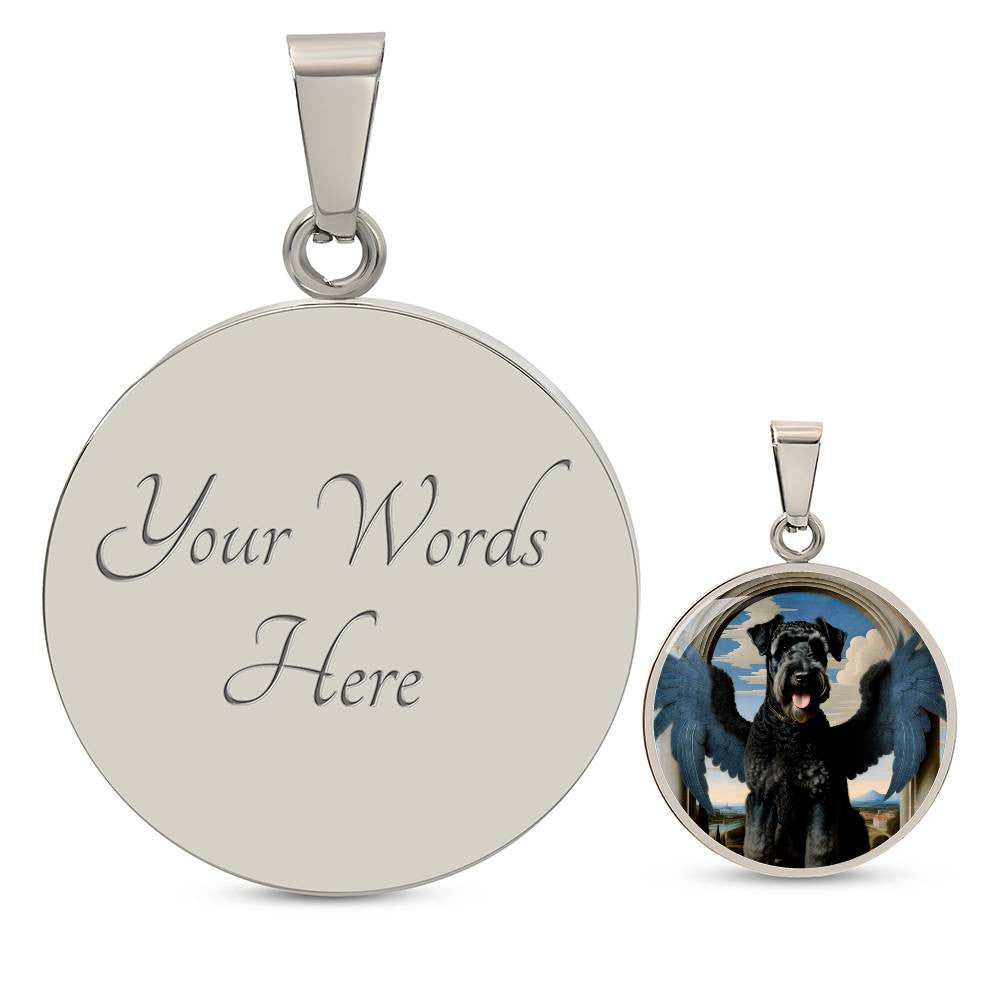 Kerry Blue Terrier Angel Necklace, Kerry Blue Terrier Gifts, Personalized with Your Dog, Engrave Option, Renaissance Memorial Pendant