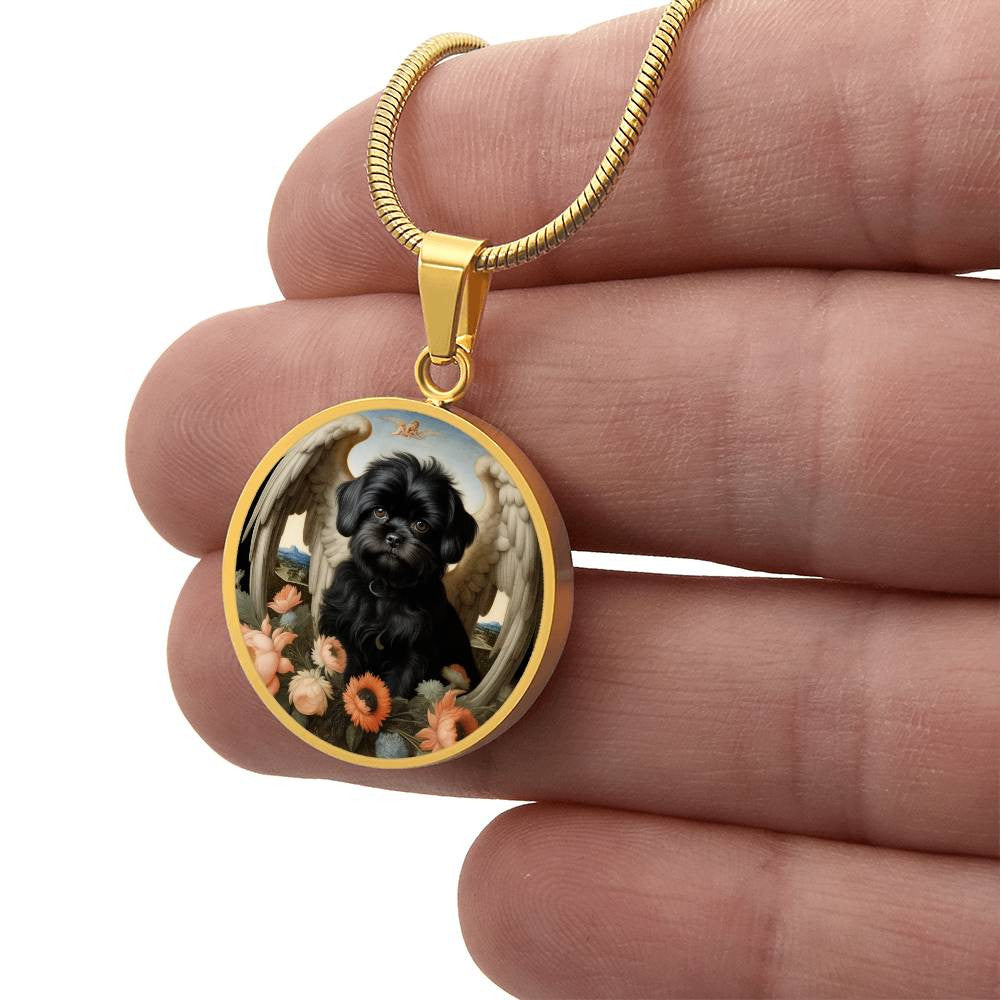 Affenpinscher Pendant, Your Dog Angel Necklace, Personalized with Engrave Option, Renaissance Dog gifts, Dog Memorial Jewelry