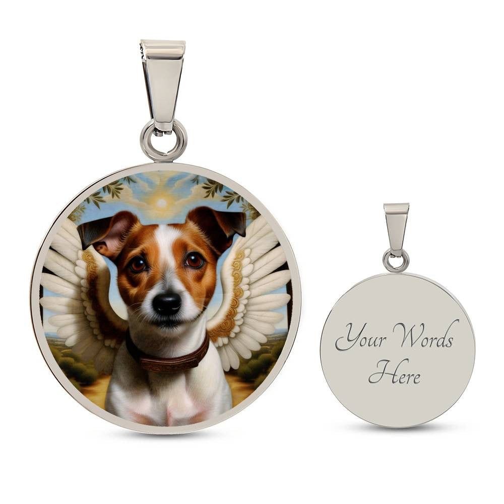 Jack Russell Terrier Necklace, JRT Gifts, Terrier Angel, Personalized with Your Dog, Engrave Option, Renaissance Memorial Pendant