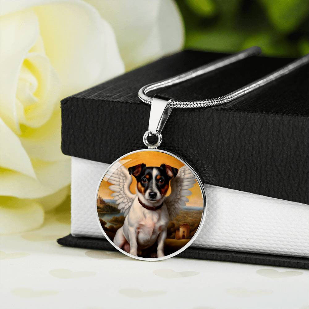 Jack Russell Terrier Gift, JRT Angel Necklace, Personalized with Your Dog, Engrave Option, Renaissance Memorial Pendant