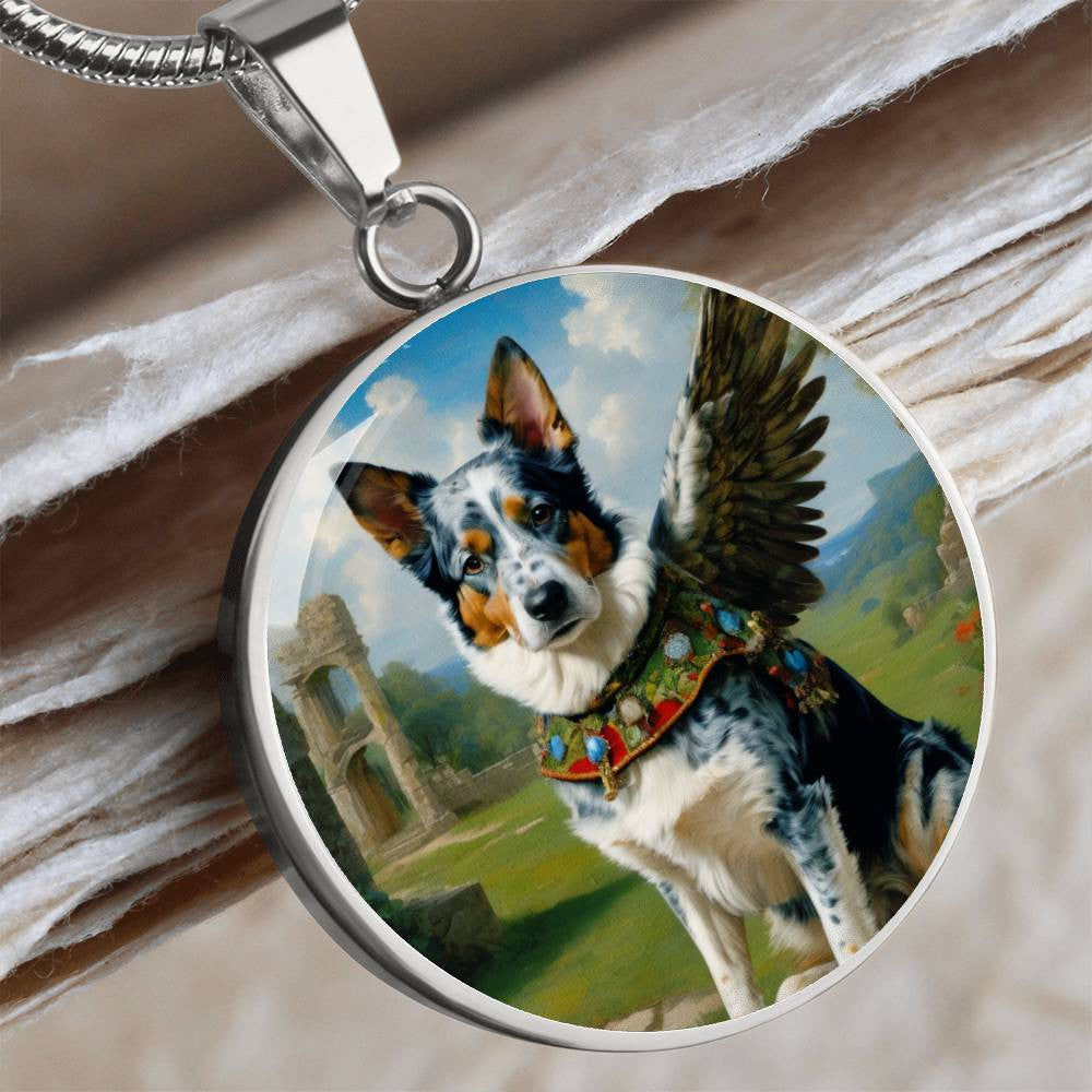 Australian Cattle Dog Angel Necklace, Blue Heeler, Engrave Option, Christmas Dog Gifts, Dog Pendant, Dog Memorial Jewelry