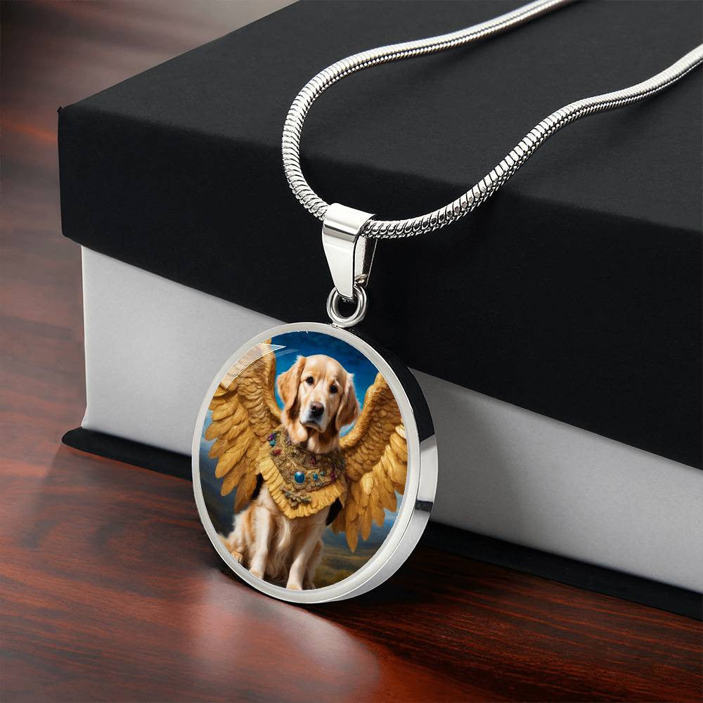 Golden Retriever Necklace Angel Personalized with Engrave Option