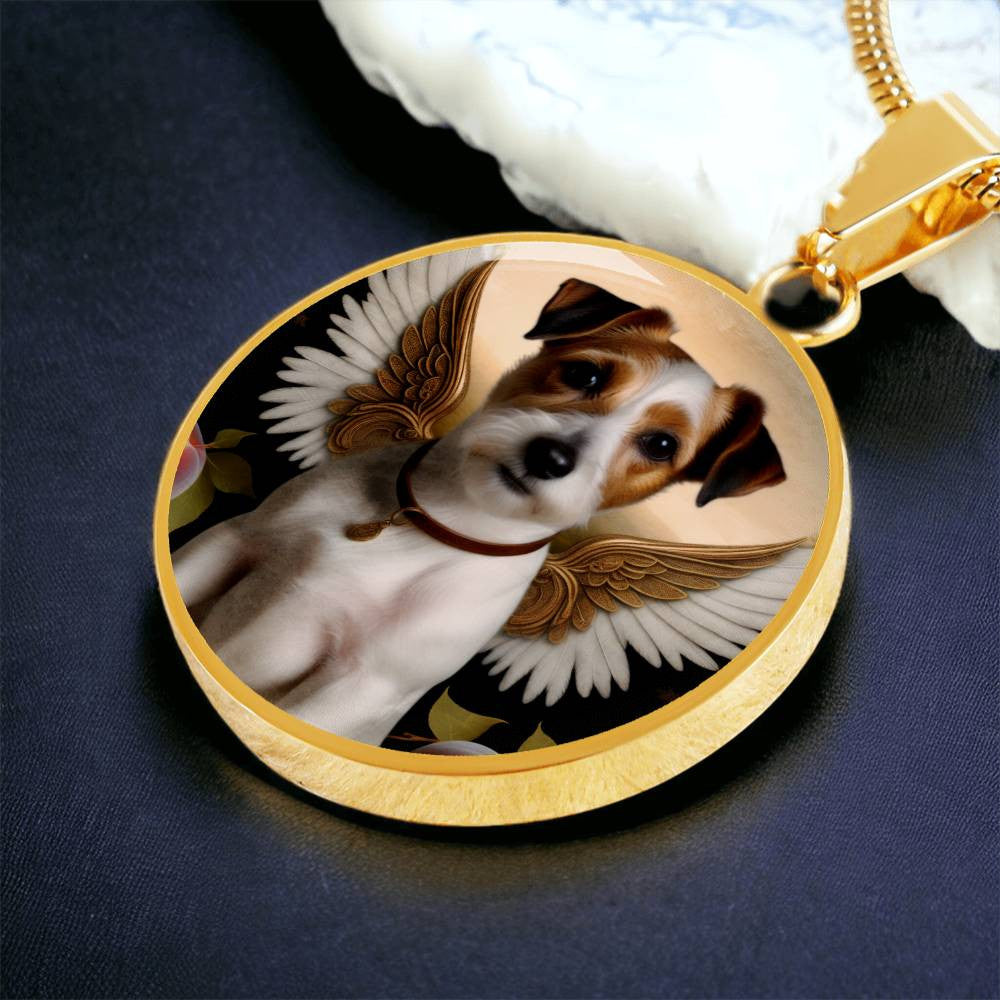 Jack Russell Terrier Angel Necklace, JRT Gifts, Personalized with Your Dog, Engrave Option, Renaissance Memorial Pendant