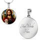 Shih Tzu And Jesus Christ Pendant, Shih Tzu Dog Necklace, Personalized with Engrave Option, Custom Renaissance Dog, Personalized Memorial Jewelry