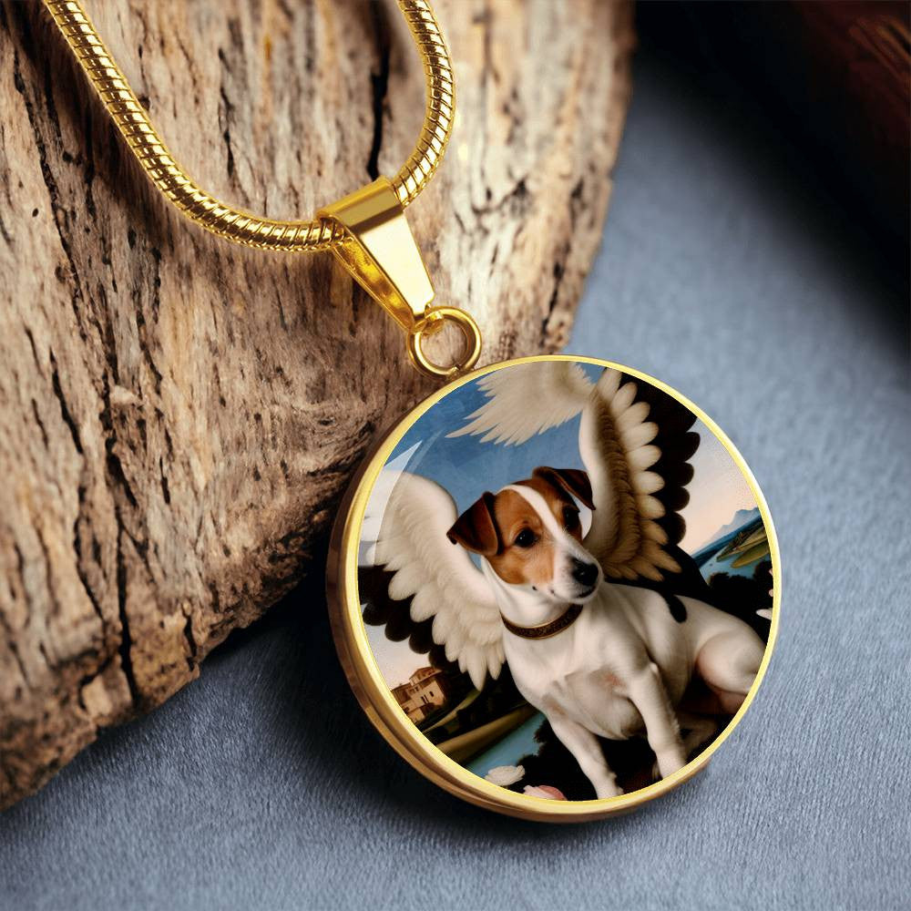 Jack Russell Terrier Angel Necklace, JRT Gifts, Personalized with Your Dog, Engrave Option, Renaissance Memorial Pendant