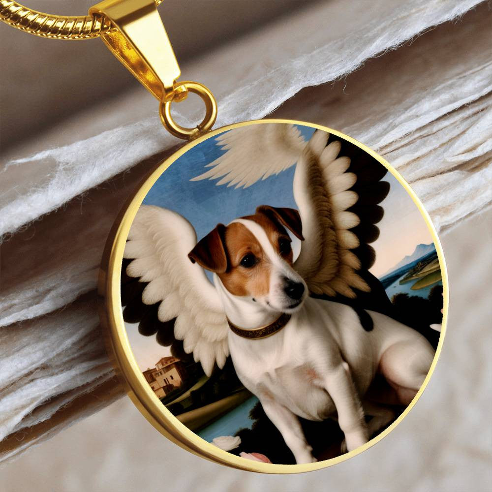 Jack Russell Terrier Angel Necklace, JRT Gifts, Personalized with Your Dog, Engrave Option, Renaissance Memorial Pendant