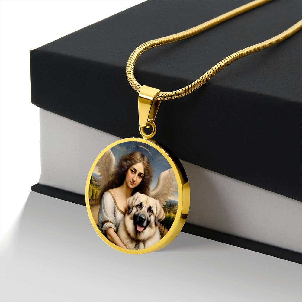 Kangal Dog Gifts, Anatolian Shepherd Dog and Angel Necklace, Engrave Option, Renaissance Memorial Dog Pendant