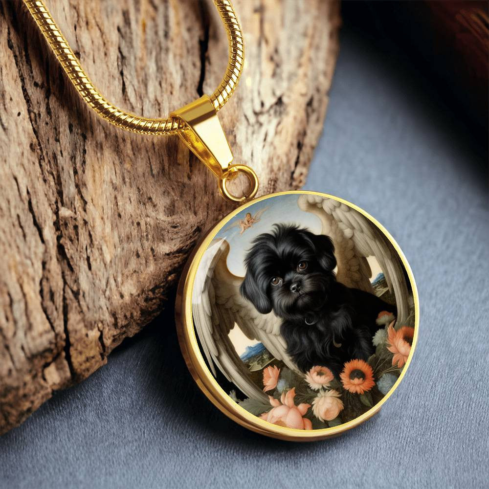 Affenpinscher Pendant, Your Dog Angel Necklace, Personalized with Engrave Option, Renaissance Dog gifts, Dog Memorial Jewelry