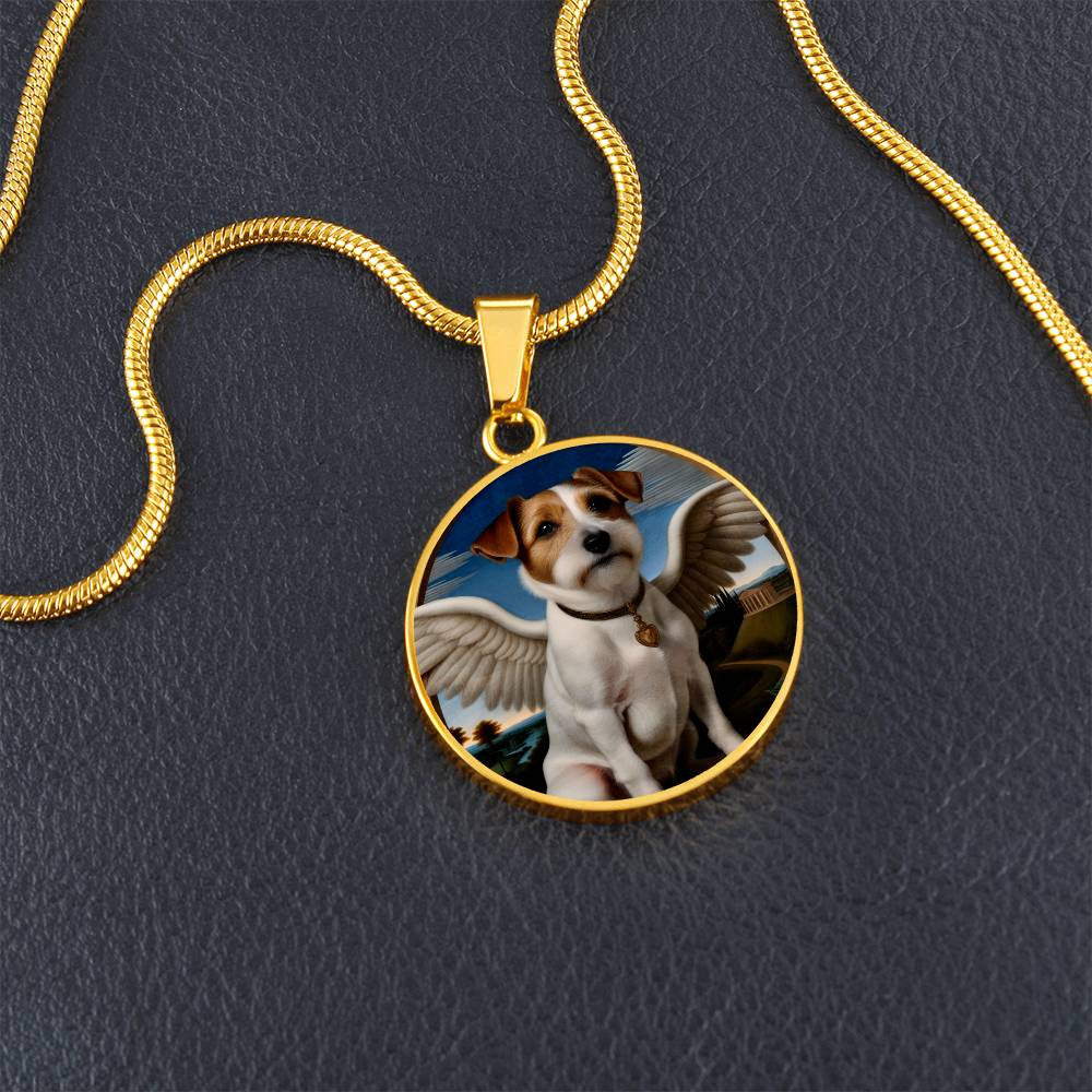 Jack Russell Terrier Angel Necklace, JRT Gifts, Personalized with Your Dog, Engrave Option, Renaissance Memorial Pendant