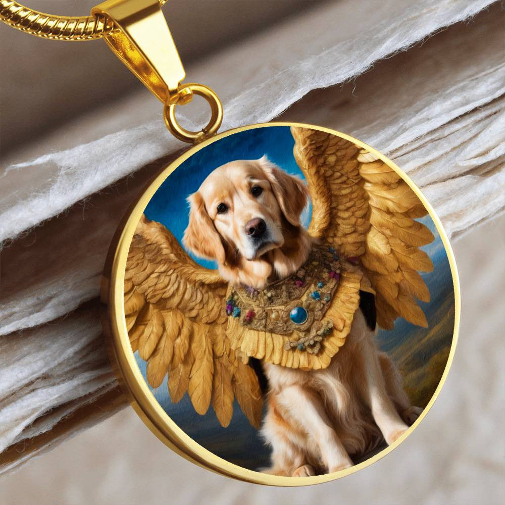 Golden Retriever Necklace Angel Personalized with Engrave Option