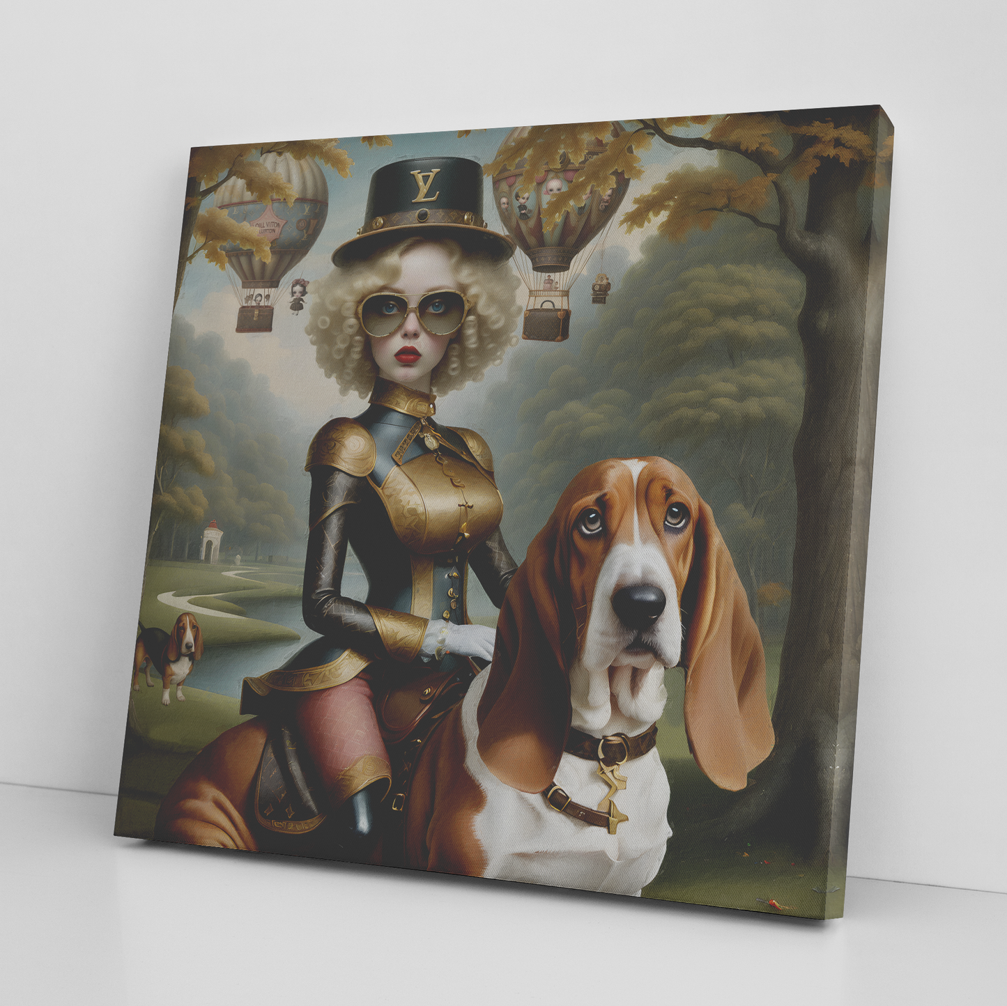 Louis Vuitton's Basset Hound Rider Print Basset Dog Art Mark Ryden Style