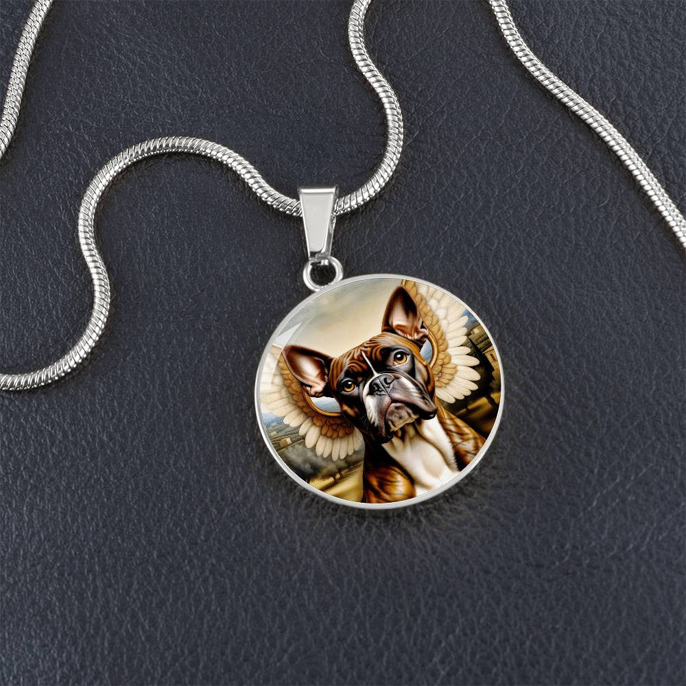 Brindle Boxer Dog Gifts, Boxer Dog Angel Necklace, Personalized with Your Dog, Engrave Option, Renaissance Memorial Dog Pendant