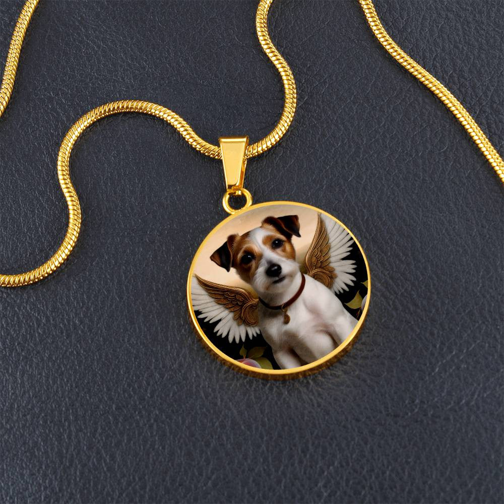 Jack Russell Terrier Angel Necklace, JRT Gifts, Personalized with Your Dog, Engrave Option, Renaissance Memorial Pendant