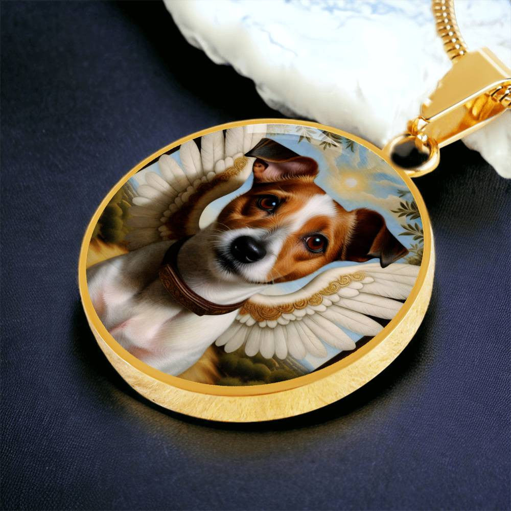 Jack Russell Terrier Necklace, JRT Gifts, Terrier Angel, Personalized with Your Dog, Engrave Option, Renaissance Memorial Pendant