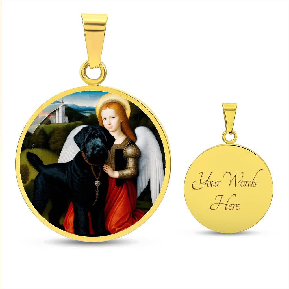 Black Russian Terrier Gifts, Black Russian Terrier and Angel Necklace, Engrave Option, Renaissance Memorial Dog Pendant