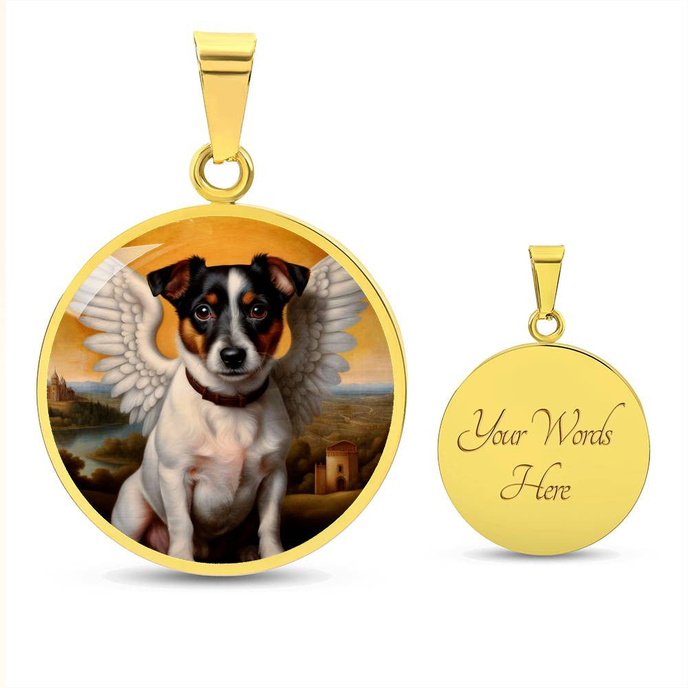 Jack Russell Terrier Gift, JRT Angel Necklace, Personalized with Your Dog, Engrave Option, Renaissance Memorial Pendant