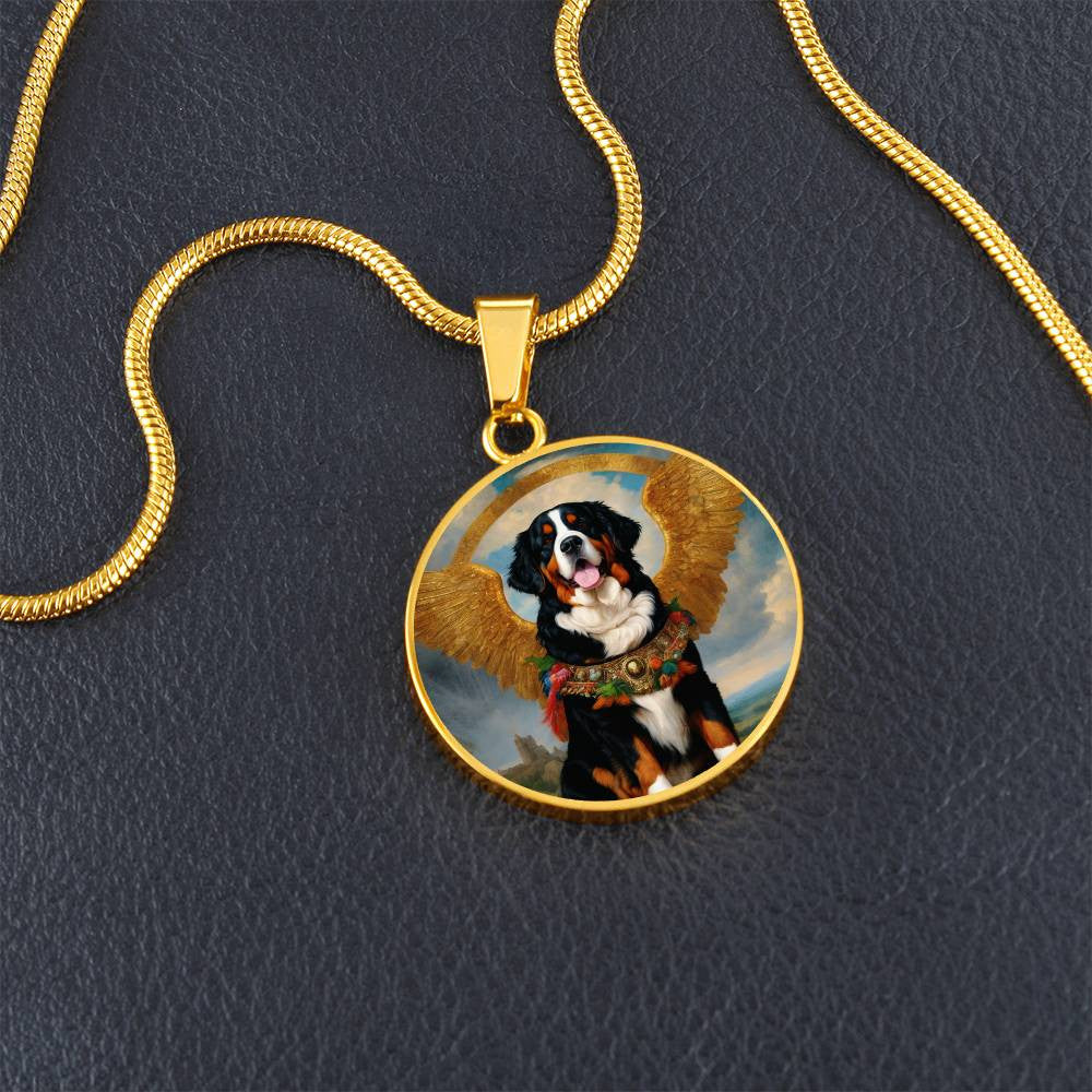 Bernese Mountain Dog Necklace, Berner Dog Gifts, Bernese Angel, Personalized with Your Dog, Engrave Option, Renaissance Memorial Pendant