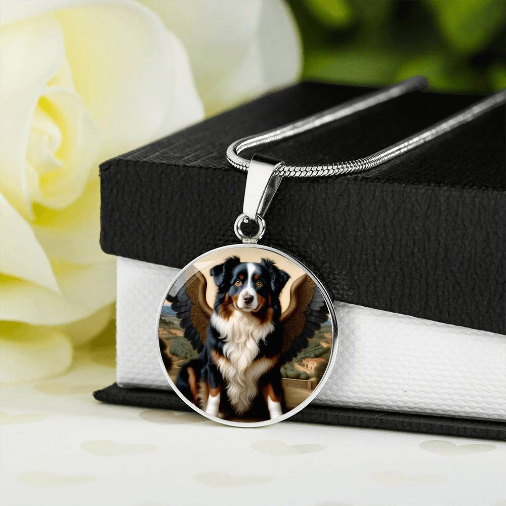 Tricolor Aussie Dog Gifts Australian Shepherd Angel Necklace