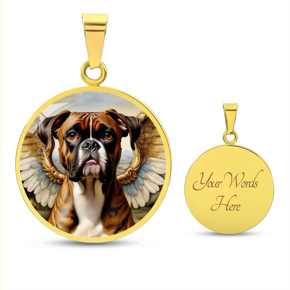 Boxer Dog Angel Necklace, Brindle Boxer Dog Gifts, Personalized with Your Dog, Engrave Option, Renaissance Memorial Pendant