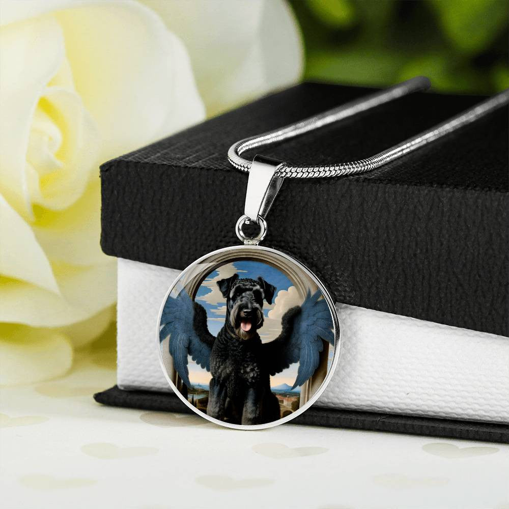 Kerry Blue Terrier Angel Necklace, Kerry Blue Terrier Gifts, Personalized with Your Dog, Engrave Option, Renaissance Memorial Pendant