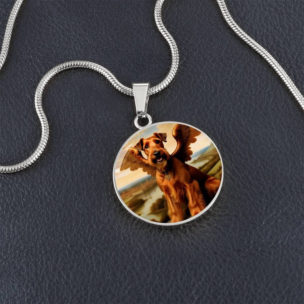 Irish Terrier Gift, Irish Terrier Angel Necklace, Personalized with Your Dog, Engrave Option, Renaissance Memorial Pendant