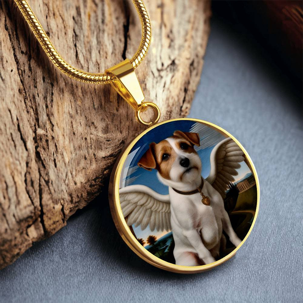 Jack Russell Terrier Angel Necklace, JRT Gifts, Personalized with Your Dog, Engrave Option, Renaissance Memorial Pendant