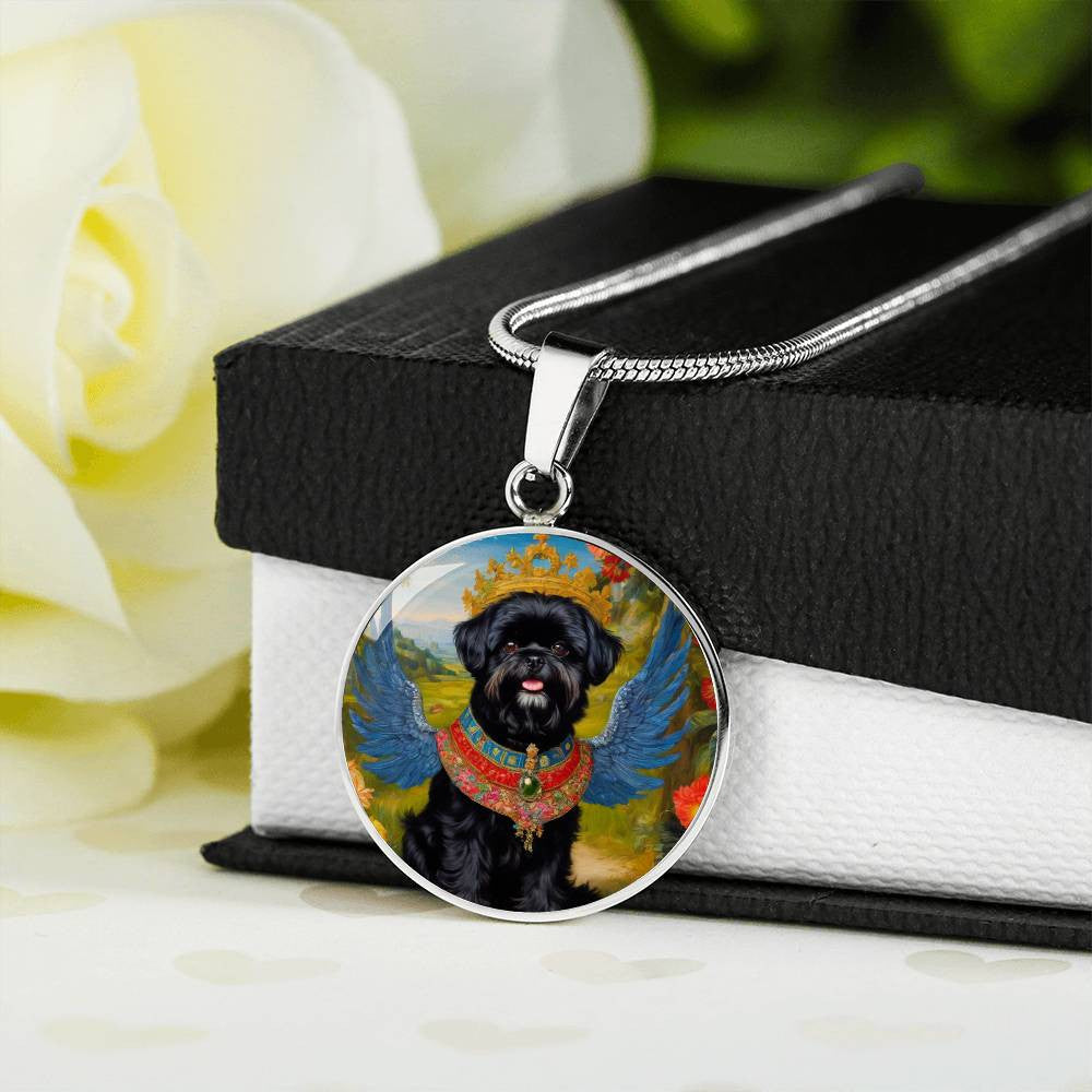 Affenpinscher Necklace, Monkey Dog Angel Pendant, Renaissance Dog, Engrave Option, Christmas Dog Gifts, Custom Dog Memorial Jewelry