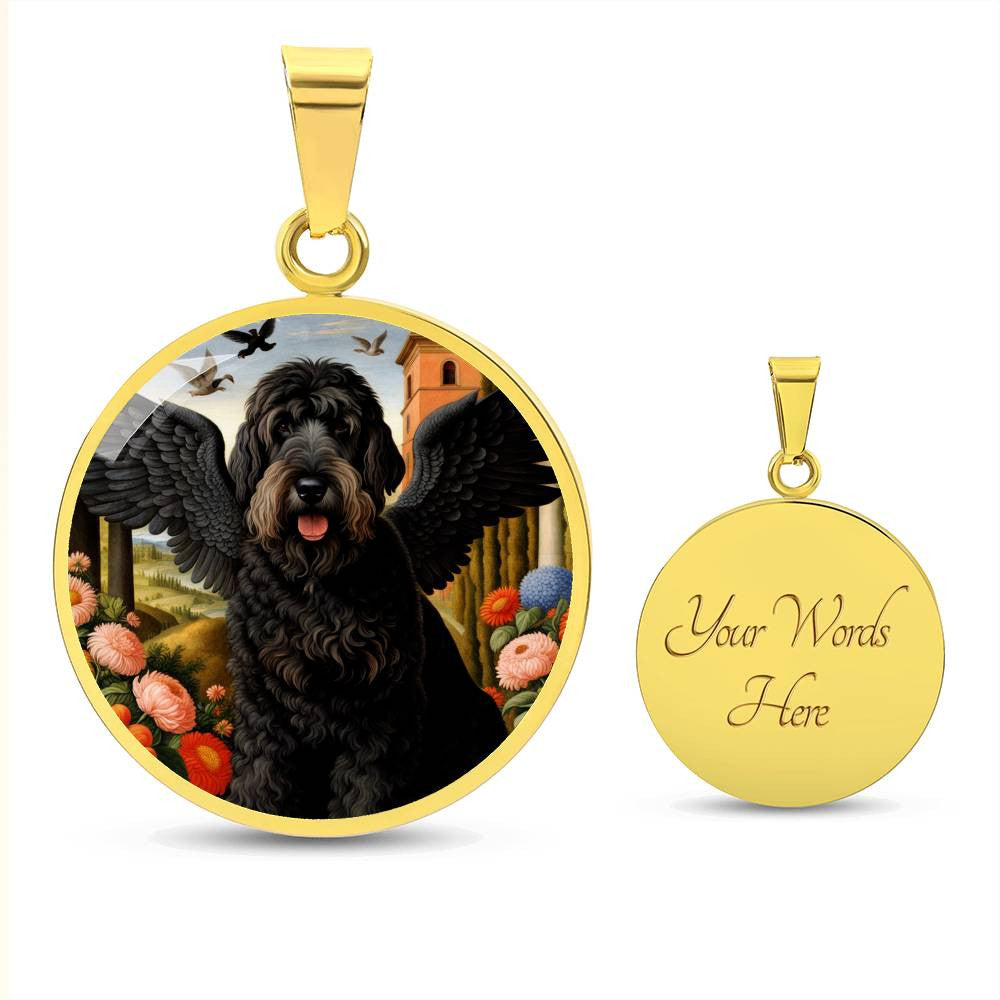 Black Russian Terrier Necklace, BRT Dog Gifts, Bernese Angel, Personalized with Your Dog, Engrave Option, Renaissance Memorial Pendant