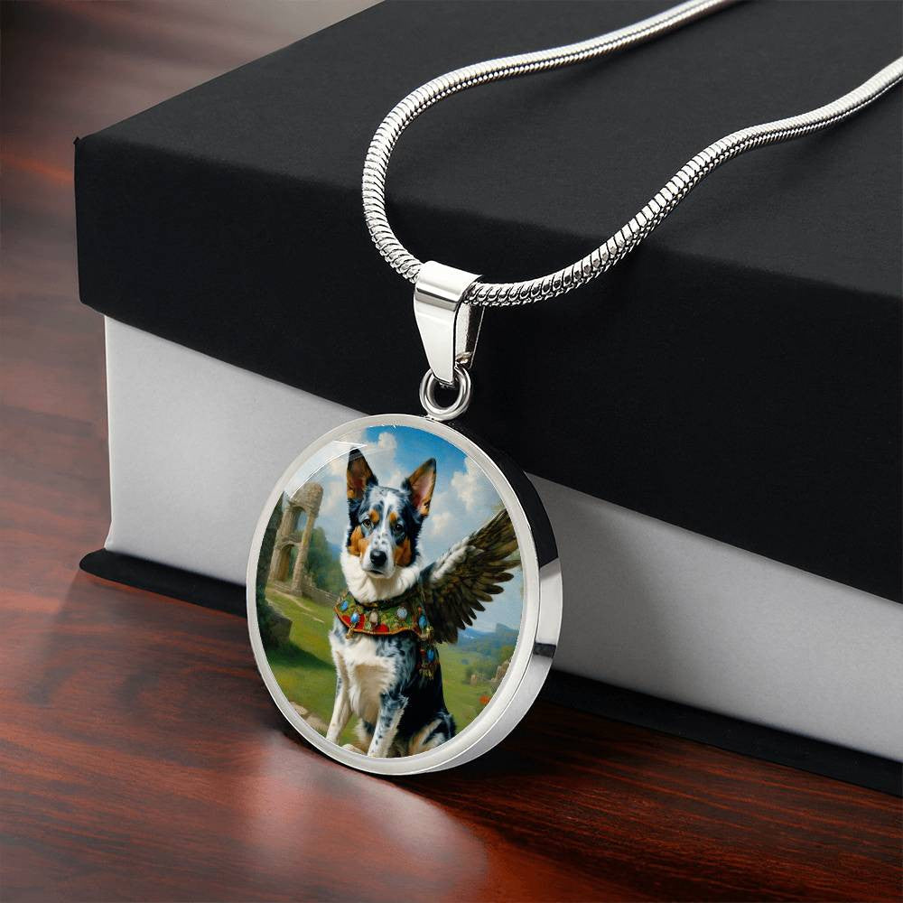 Australian Cattle Dog Angel Necklace, Blue Heeler, Engrave Option, Christmas Dog Gifts, Dog Pendant, Dog Memorial Jewelry