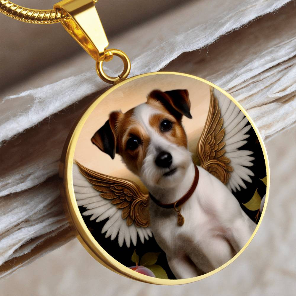 Jack Russell Terrier Angel Necklace, JRT Gifts, Personalized with Your Dog, Engrave Option, Renaissance Memorial Pendant