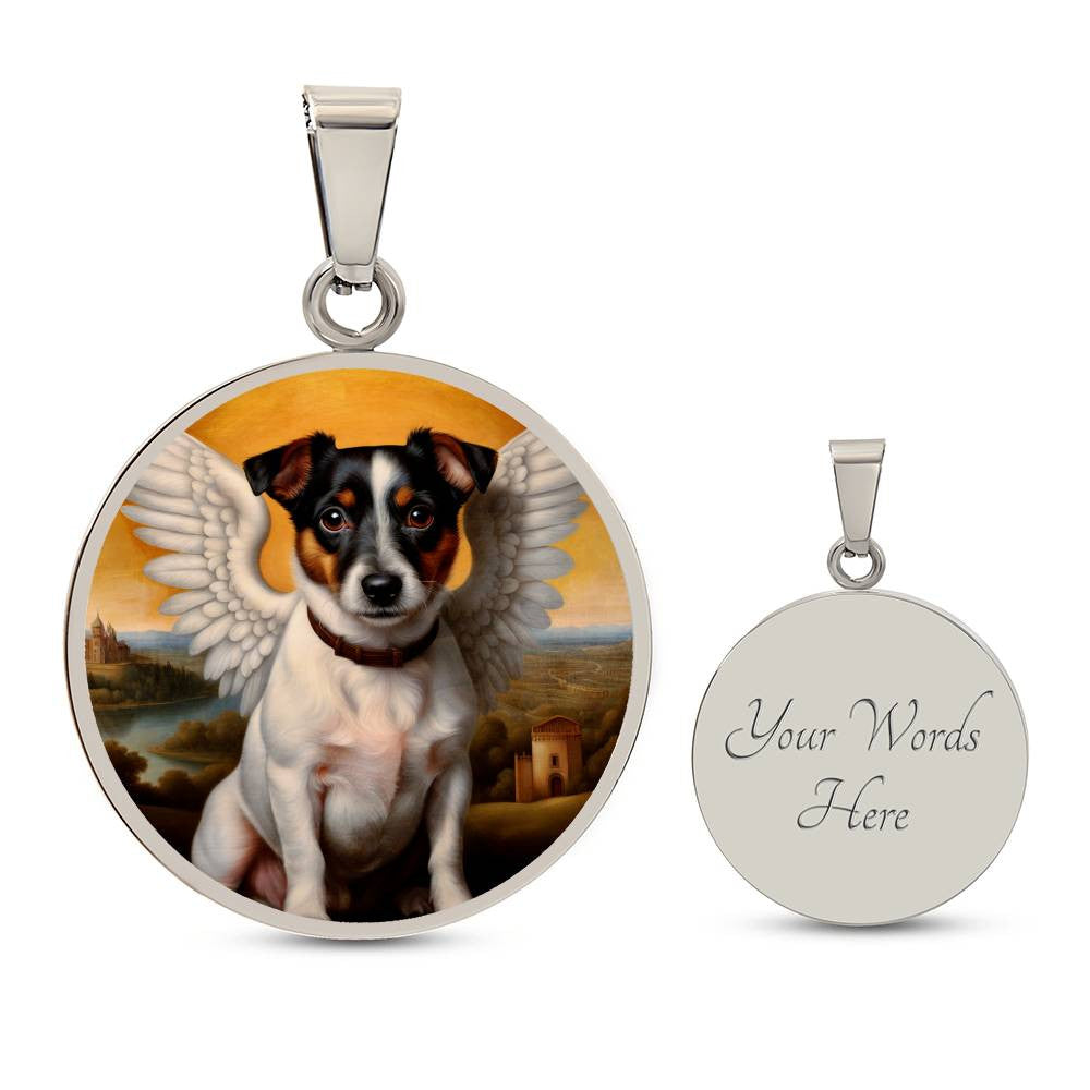 Jack Russell Terrier Gift, JRT Angel Necklace, Personalized with Your Dog, Engrave Option, Renaissance Memorial Pendant