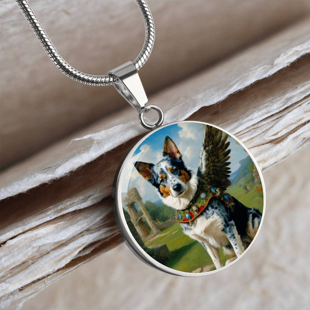 Australian Cattle Dog Angel Necklace, Blue Heeler, Engrave Option, Christmas Dog Gifts, Dog Pendant, Dog Memorial Jewelry