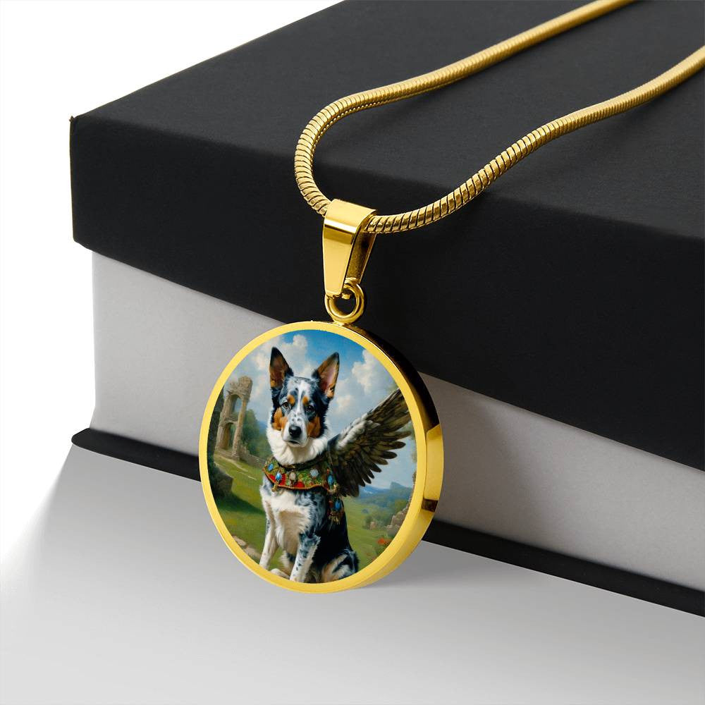 Australian Cattle Dog Angel Necklace, Blue Heeler, Engrave Option, Christmas Dog Gifts, Dog Pendant, Dog Memorial Jewelry