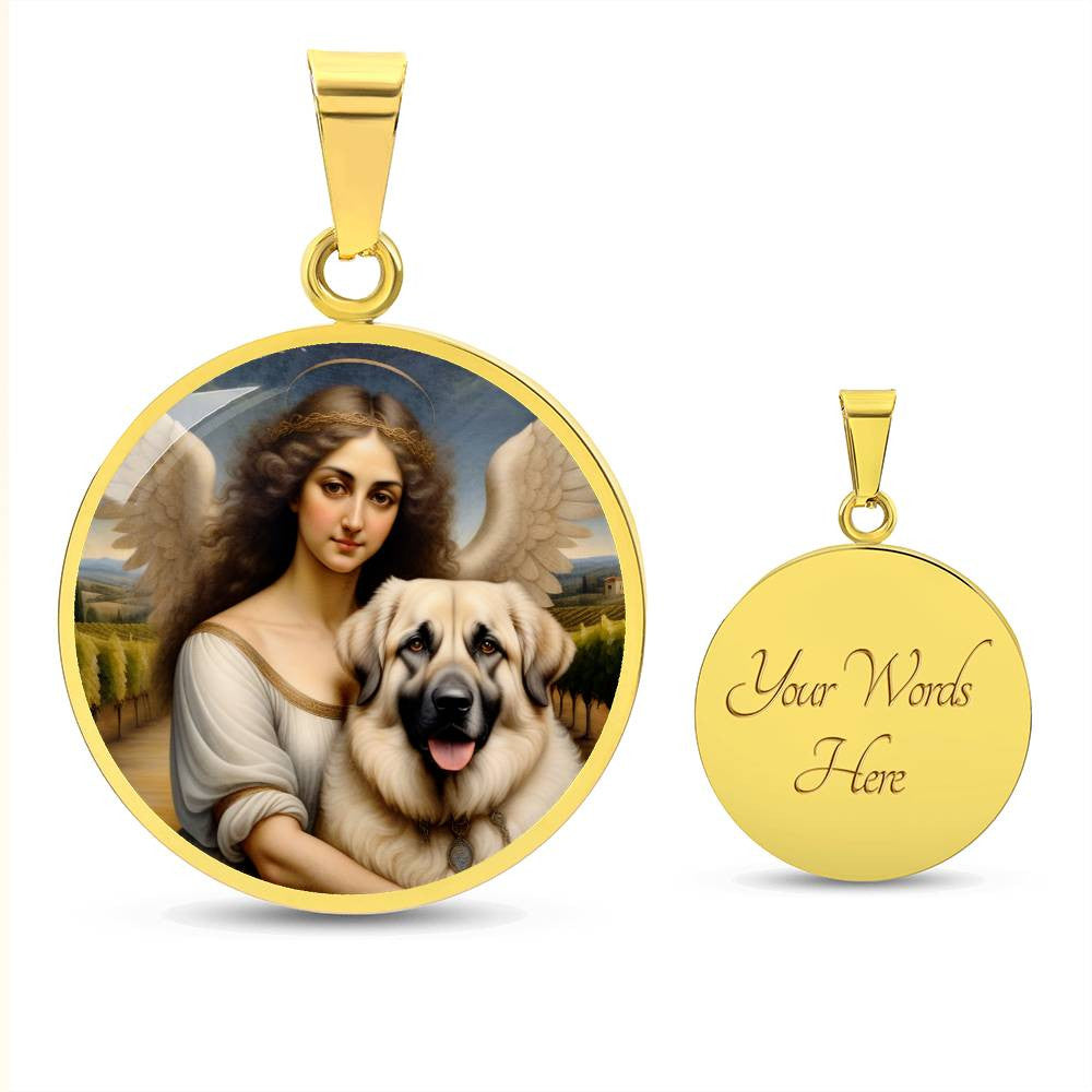 Kangal Dog Gifts, Anatolian Shepherd Dog and Angel Necklace, Engrave Option, Renaissance Memorial Dog Pendant