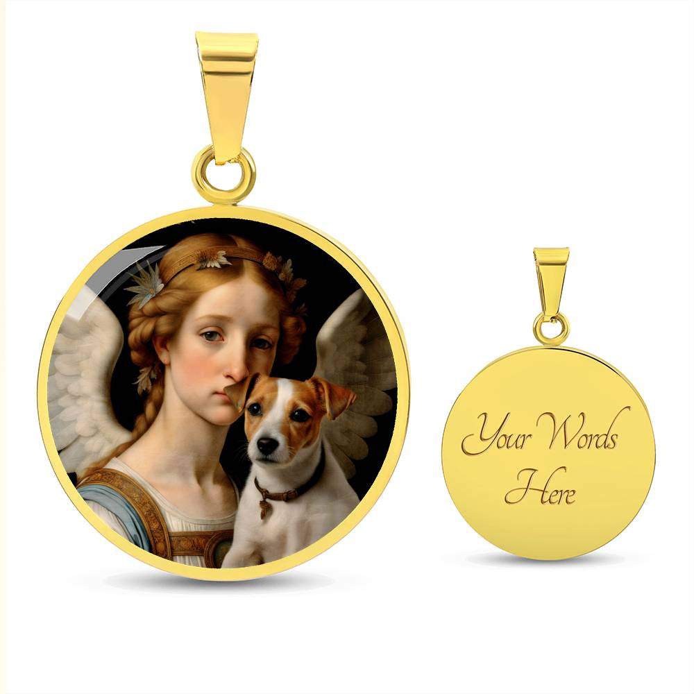 Jack Russell Terrier Necklace, JRT dog and and Angel Gifts, Personalized with Your Dog, Engrave Option, Renaissance Memorial Pendant