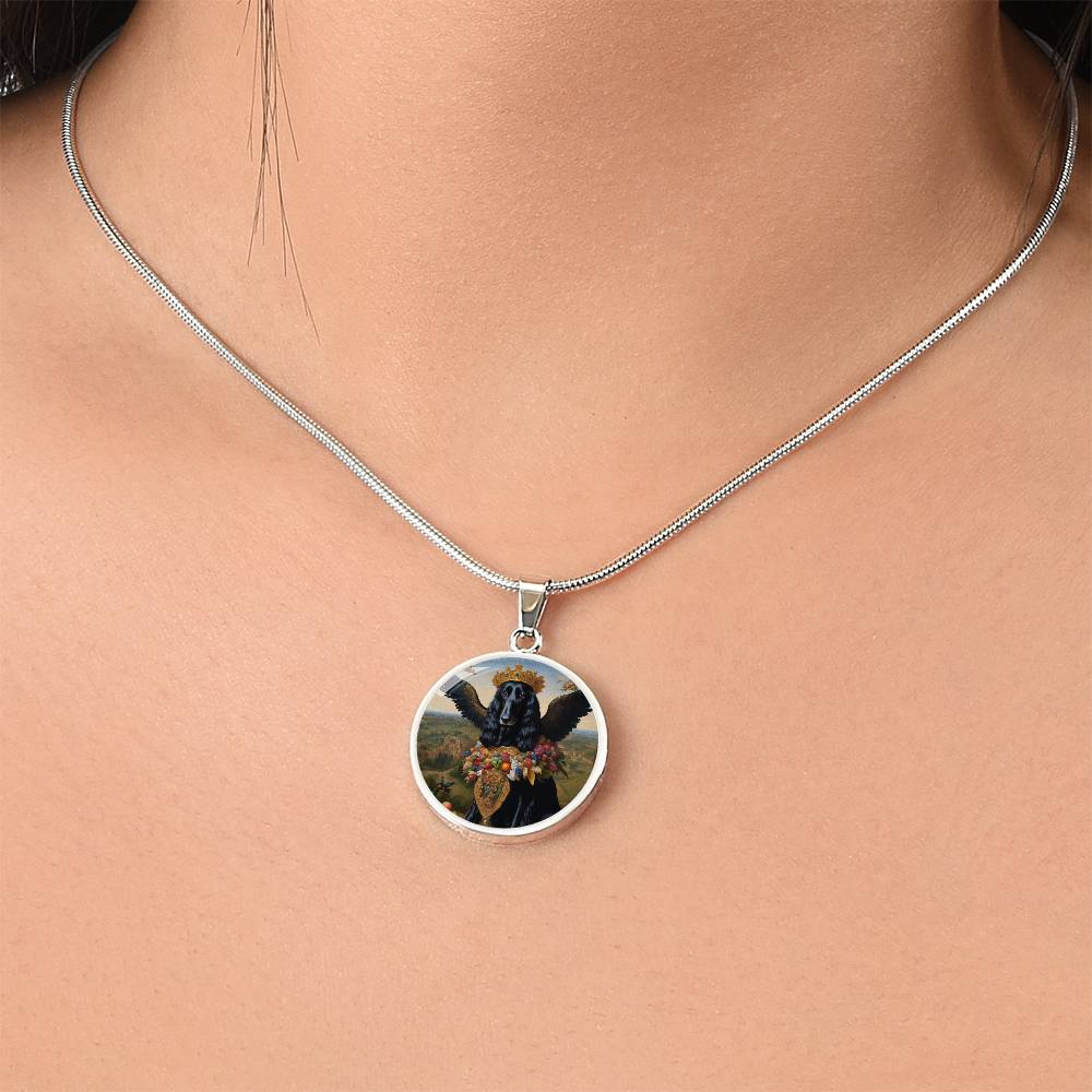 Black Afghan Hound Jewelry, Dog Angel Necklace, Engrave Option