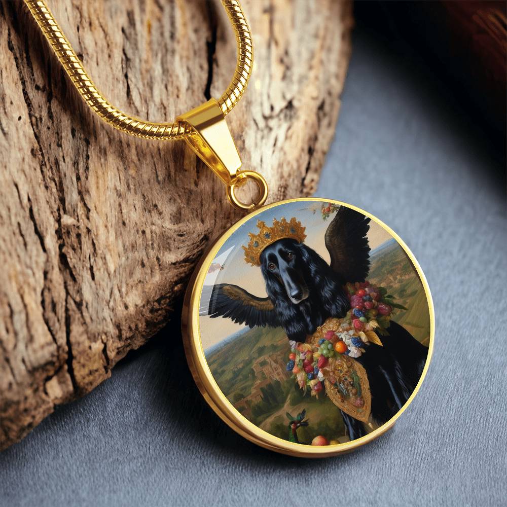 Black Afghan Hound Jewelry, Dog Angel Necklace, Engrave Option