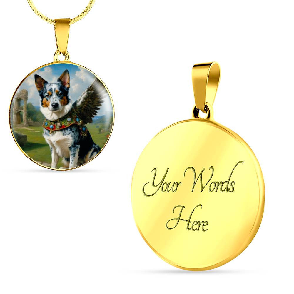 Australian Cattle Dog Angel Necklace, Blue Heeler, Engrave Option, Christmas Dog Gifts, Dog Pendant, Dog Memorial Jewelry