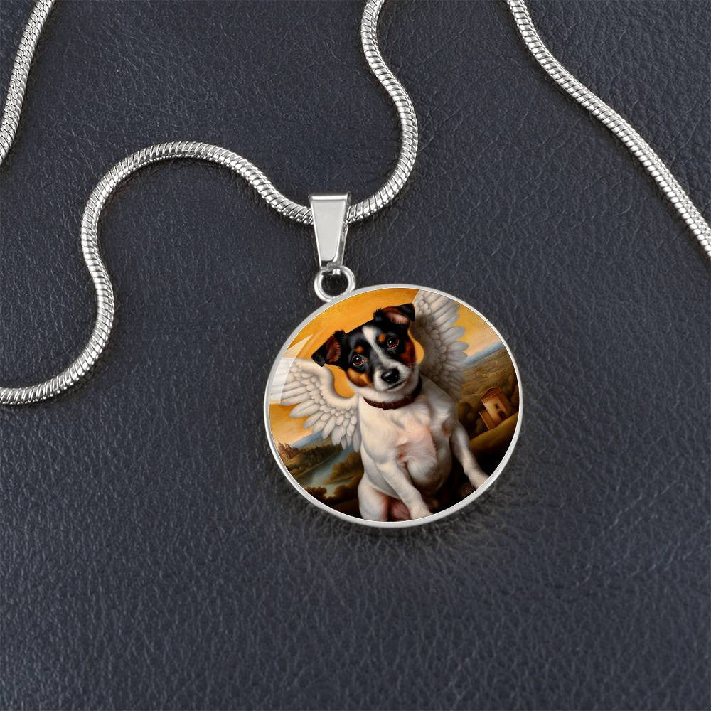 Jack Russell Terrier Gift, JRT Angel Necklace, Personalized with Your Dog, Engrave Option, Renaissance Memorial Pendant