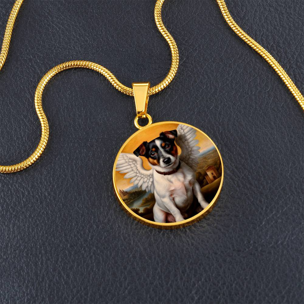 Jack Russell Terrier Gift, JRT Angel Necklace, Personalized with Your Dog, Engrave Option, Renaissance Memorial Pendant