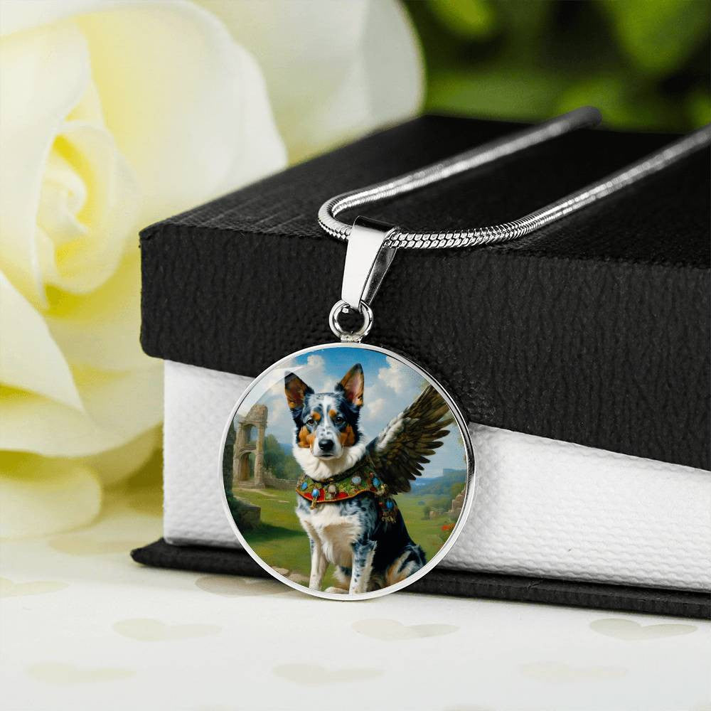 Australian Cattle Dog Angel Necklace, Blue Heeler, Engrave Option, Christmas Dog Gifts, Dog Pendant, Dog Memorial Jewelry