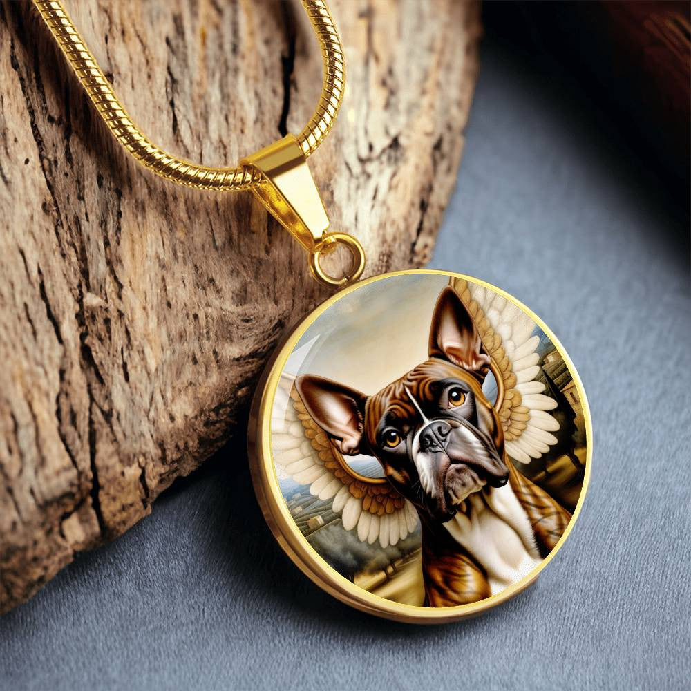 Brindle Boxer Dog Gifts, Boxer Dog Angel Necklace, Personalized with Your Dog, Engrave Option, Renaissance Memorial Dog Pendant