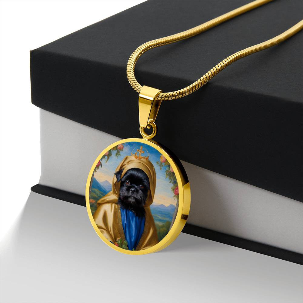 Affenpinscher Pendant, Monkey Dog Blessed Virgin Mary Renaissance Necklace, Engrave Option, Christmas Dog Gifts, Custom Dog Memorial Jewelry