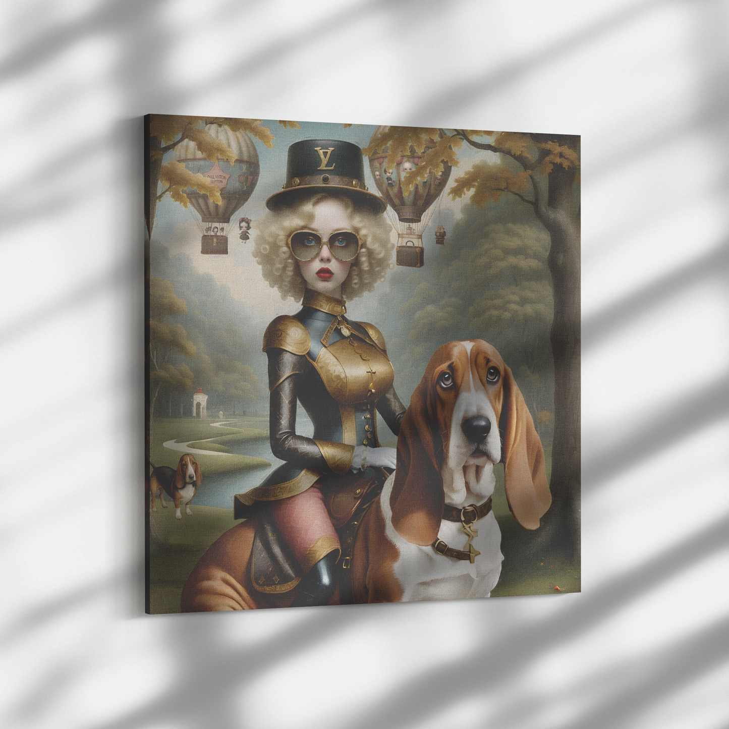 Louis Vuitton's Basset Hound Rider Print Basset Dog Art Mark Ryden Style