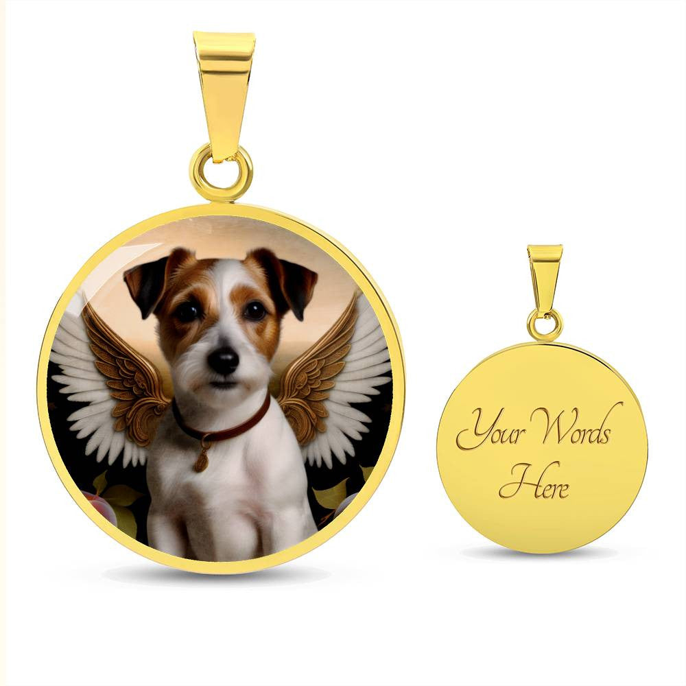 Jack Russell Terrier Angel Necklace, JRT Gifts, Personalized with Your Dog, Engrave Option, Renaissance Memorial Pendant