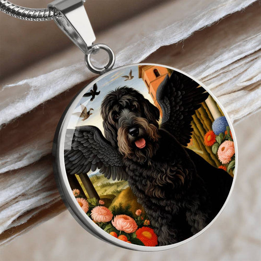 Black Russian Terrier Necklace, BRT Dog Gifts, Bernese Angel, Personalized with Your Dog, Engrave Option, Renaissance Memorial Pendant