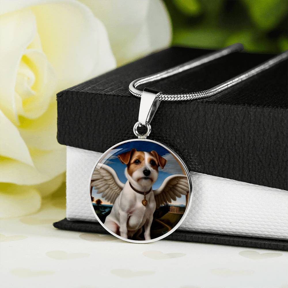 Jack Russell Terrier Angel Necklace, JRT Gifts, Personalized with Your Dog, Engrave Option, Renaissance Memorial Pendant