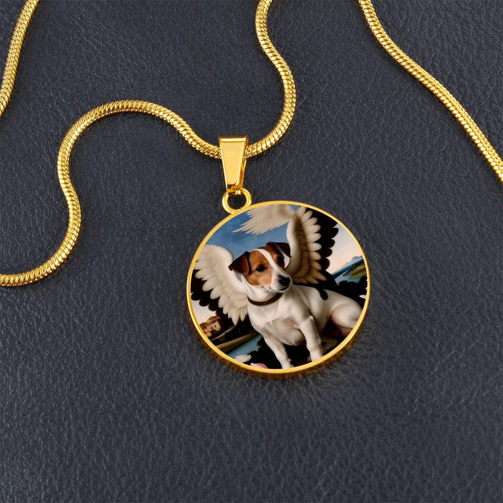 Jack Russell Terrier Angel Necklace, JRT Gifts, Personalized with Your Dog, Engrave Option, Renaissance Memorial Pendant