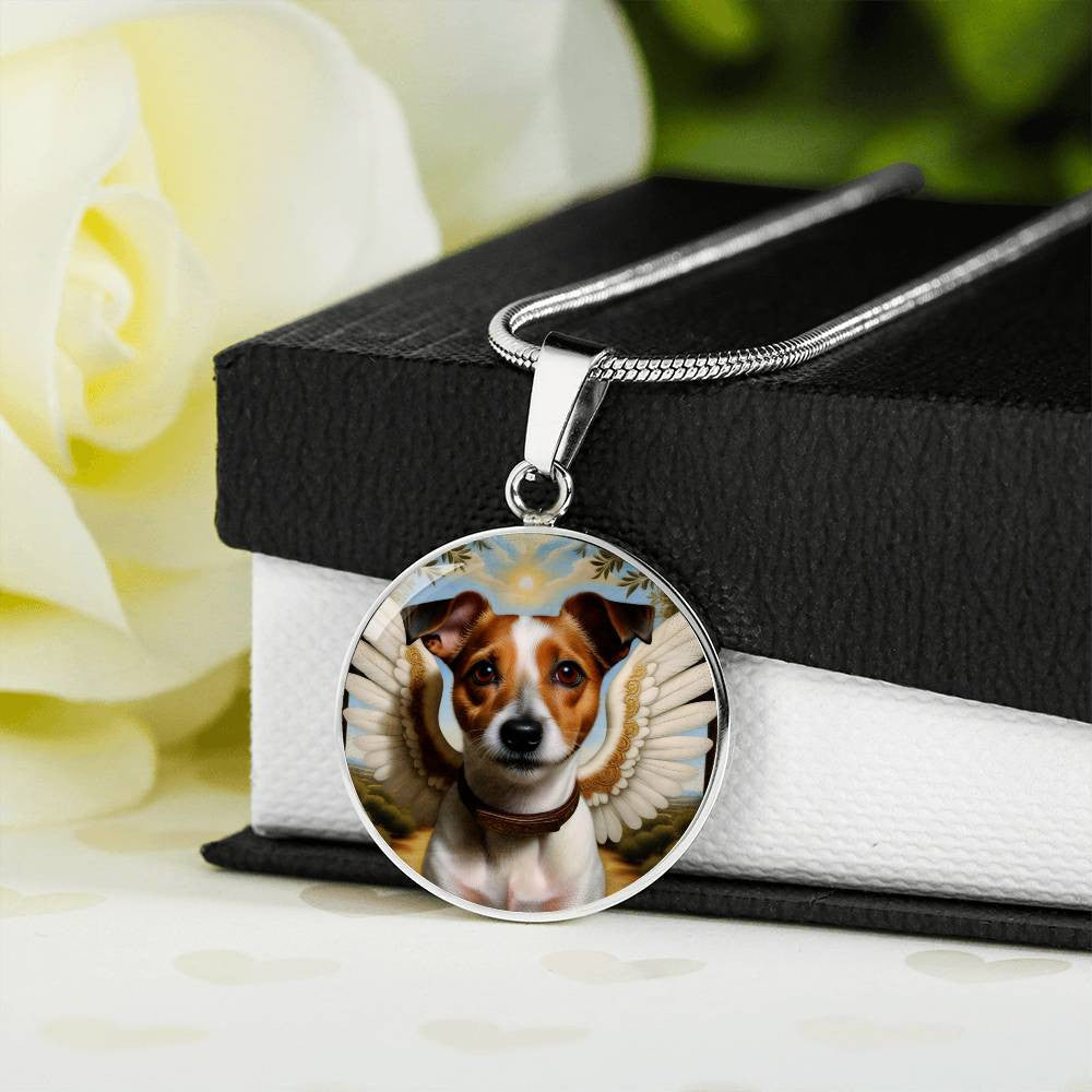 Jack Russell Terrier Necklace, JRT Gifts, Terrier Angel, Personalized with Your Dog, Engrave Option, Renaissance Memorial Pendant