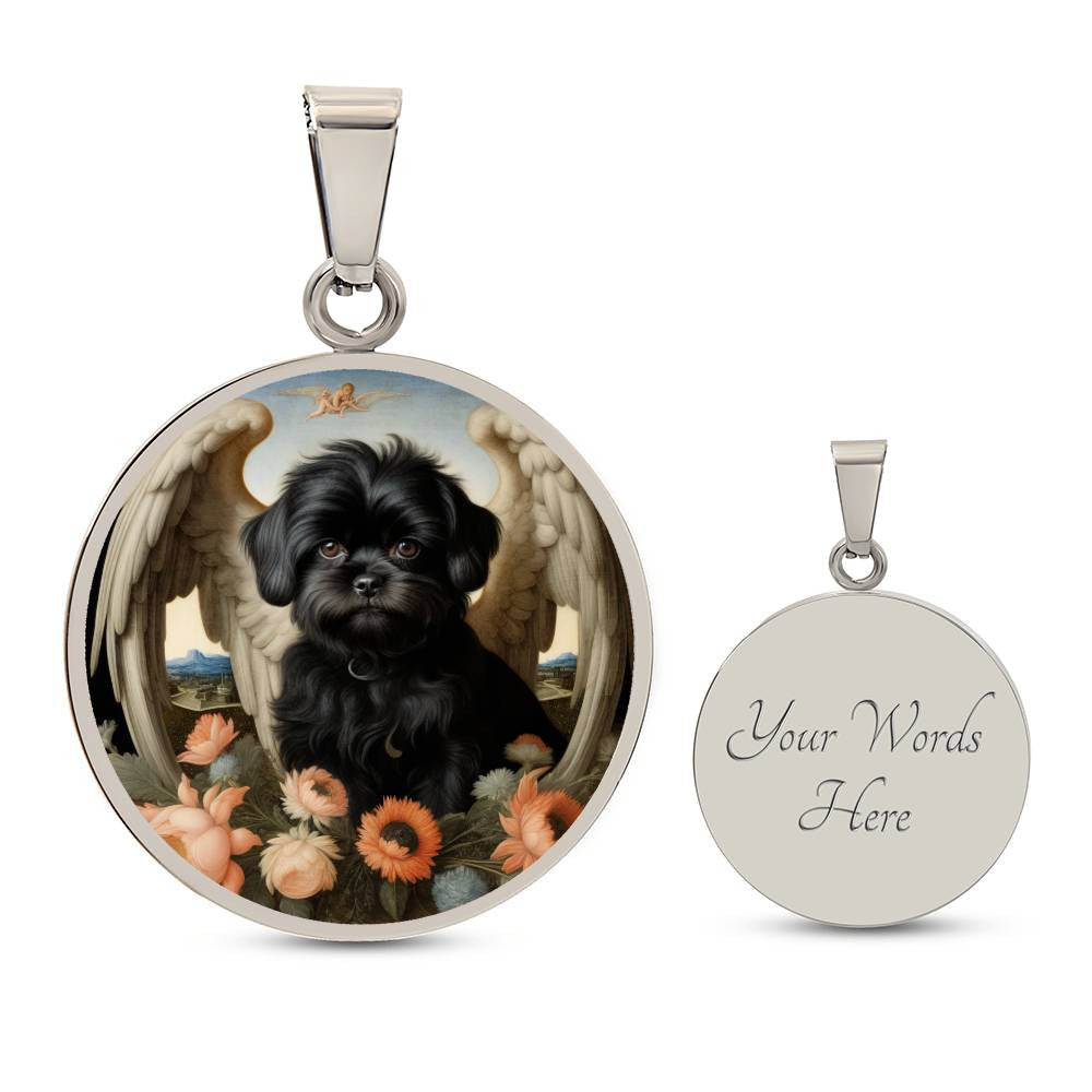 Affenpinscher Pendant, Your Dog Angel Necklace, Personalized with Engrave Option, Renaissance Dog gifts, Dog Memorial Jewelry